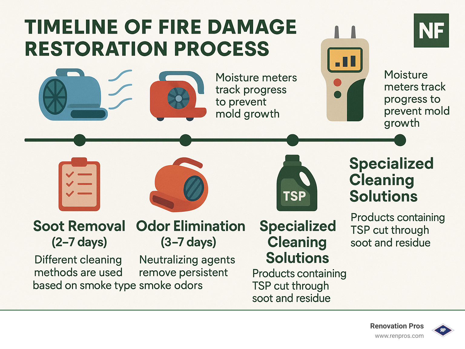 Fire restoration process infographic